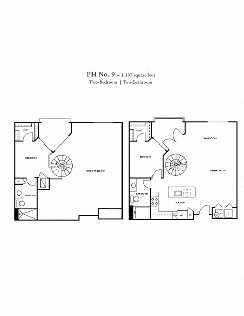 Floor plan for 2 beds, 2 baths, 1257 sqft